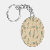 Korallenrotes Feder-Muster SüdwestGeo-Schritt-| Schlüsselanhänger (Vorderseite links)