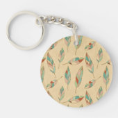 Korallenrotes Feder-Muster SüdwestGeo-Schritt-| Schlüsselanhänger (Vorderseite)