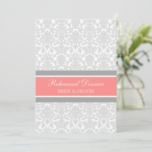 Korallenrotes graues einladung (Stehend Vorderseite)