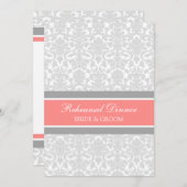 Korallenrotes graues einladung (Vorne/Hinten)