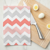 Korallenrotes graues Zickzack Küchen-Stoff-Tuch Handtuch (Viertel Falte)