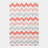 Korallenrotes graues Zickzack Küchen-Stoff-Tuch Handtuch (Vertikal)