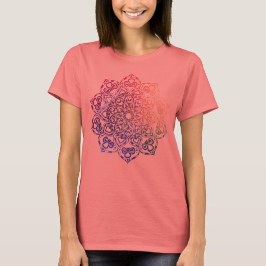 Korallenrotes Mandala-T-Shirt T-Shirt (Vorderseite)