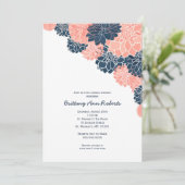 Korallenrotes Marine-Dahlie-Brautparty lädt ein Einladung (Stehend Vorderseite)