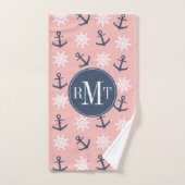 Korallenrotes Marineblauanker- und Badhandtuch Set (Handtuch)
