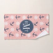 Korallenrotes Marineblauanker- und Badhandtuch Set (Handtuch)