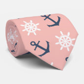 Korallenrotes Marineblauanker- und Krawatte (Gerollt)