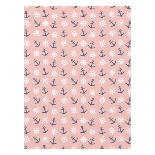 Korallenrotes Marineblauanker- und Tischdecke (Vorderseite)