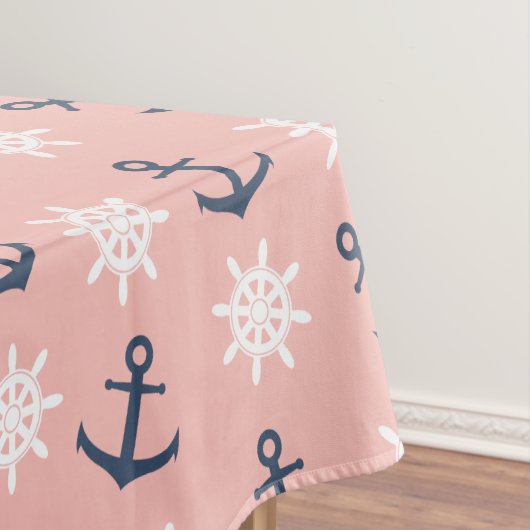 Korallenrotes Marineblauanker- und Tischdecke (Beispiel)