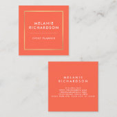 Korallenrotes Minimalistisches berufliches Quadratische Visitenkarte (Vorne/Hinten)