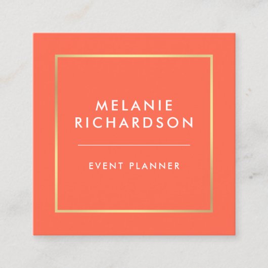 Korallenrotes Minimalistisches berufliches Quadratische Visitenkarte (Vorderseite)