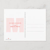 Korallenrotes modernes Monogramm-einfache 3 Ankündigungspostkarte (Rückseite)