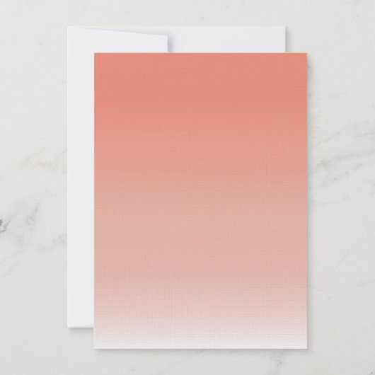 Korallenrotes Ombré Palme-Strand-Proben-Abendessen Einladung (Rückseite)