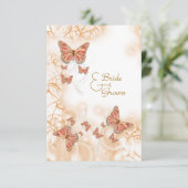 Korallenrotes Pfirsichschmetterlings-uAwg RSVP Karte (Stehend Vorderseite)