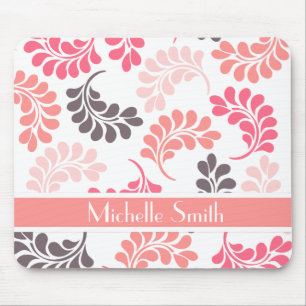 Korallenrotes rosa Brownblumenmuster Mousepad
