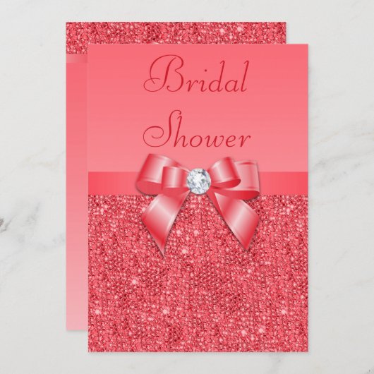 Korallenrotes Rosa DruckSequins u. Einladung (Vorne/Hinten)