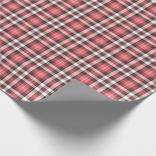 Korallenrotes Rosa, Girly kariertes Geschenkpapier (Ecke)