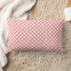Korallenrotes rosa Land-Art-Gingham-Muster Lendenkissen