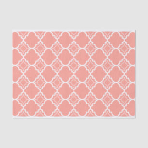 Korallenrotes rosa Quatrefoil geometrisches Muster Seidenpapier