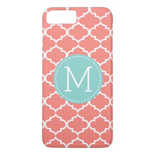 Korallenrotes rosa Quatrefoil personalisiertes Case-Mate iPhone Hülle (Rückseite)