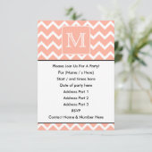 Korallenrotes rosa und weißes Zickzack mit Einladung (Stehend Vorderseite)