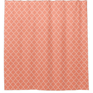 Korallenrotes rotes Quatrefoil Muster Duschvorhang