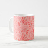 Korallenrotes tropisches Blumenmuster Kaffeetasse (Vorderseite Links)