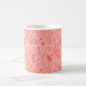 Korallenrotes tropisches Blumenmuster Kaffeetasse (Mittel)