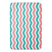 Korallenrotes und aquamarines Zickzack Badematte (Vorderseite Vertikal)