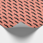 Korallenrotes und schwarzes Schnurrbart-Muster Geschenkpapier (Ecke)