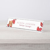 Korallenrotes Urinorchid-Kupfer mit Monogramm Schreibtischnamensplakette (Vorderseite )