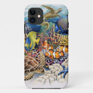 Korallenrotes Wasser mit tropischen Fischen iPhone 11 Hülle