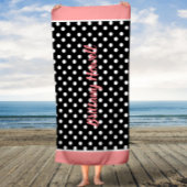 Korallenschwarz und Weiß Polka Dots Custom Bath Ha Badehandtuch