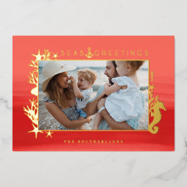 Korallenseegewässer und Greetings Ocean Foto Frame Folien Feiertagskarte