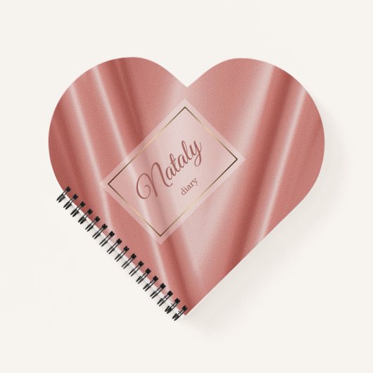 Korallenseidenstruktur. Goldener Rahmen. Notizbuch (Vorderseite)