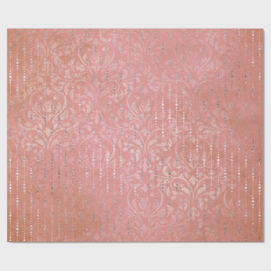 Korallensilber Peach Gray Metallic Pink Streifen P Geschenkpapier (Flach)