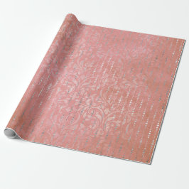 Korallensilber Peach Gray Metallic Pink Streifen P Geschenkpapier