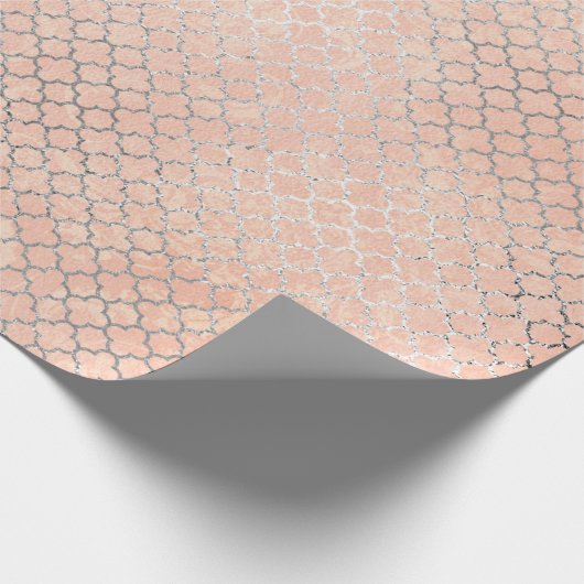 Korallensilber Peach Gray Pastel Metallic Geschenkpapier (Ecke)