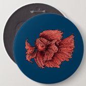 Korallensima kämpft Fisch Button (Vorne & Hinten)