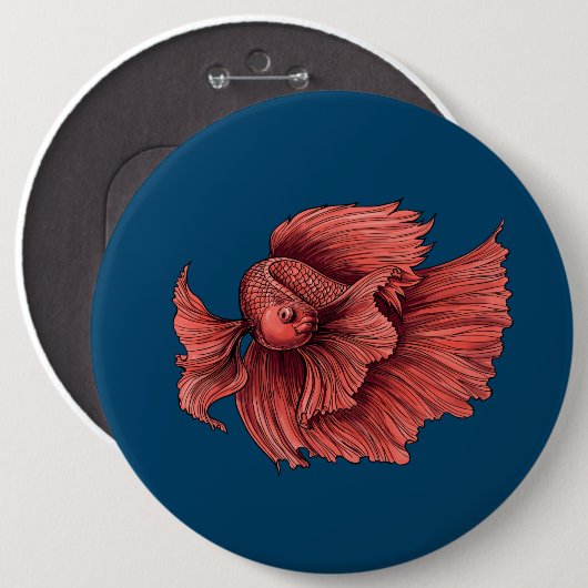 Korallensima kämpft Fisch Button (Vorne & Hinten)