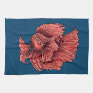 Korallensima kämpft Fisch Geschirrtuch