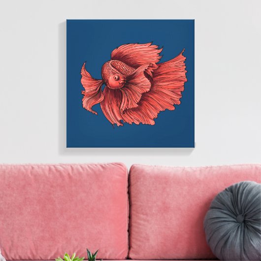 Korallensima kämpft Fisch Leinwanddruck (Insitu (Wohnzimmer))