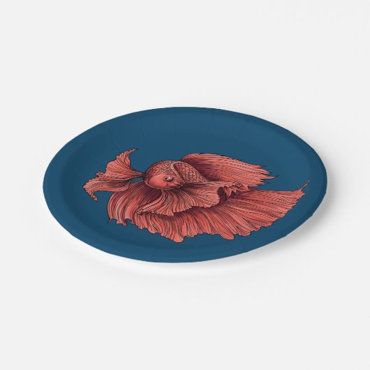 Korallensima kämpft Fisch Pappteller (Schrägansicht)