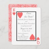 Korallenspielkarte King/Queen Save the Date (Vorne/Hinten)