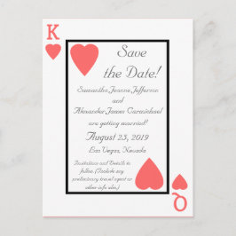 Korallenspielkarte King/Queen Save the Date Ankündigungspostkarte