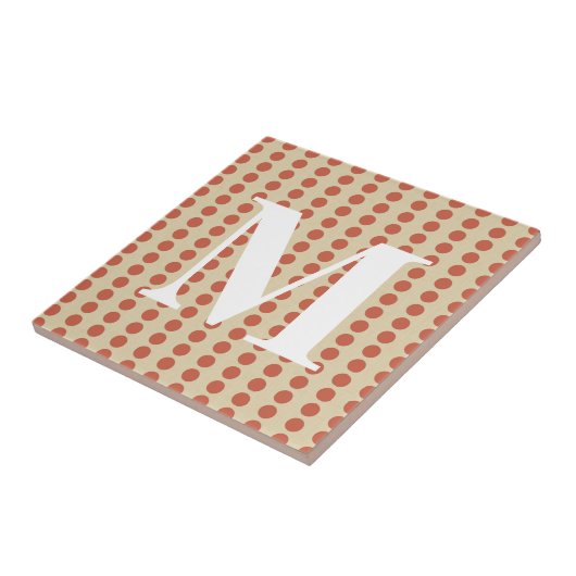 Korallenspitzgeräusche Punkte mit Monogramm Fliese (Seite)