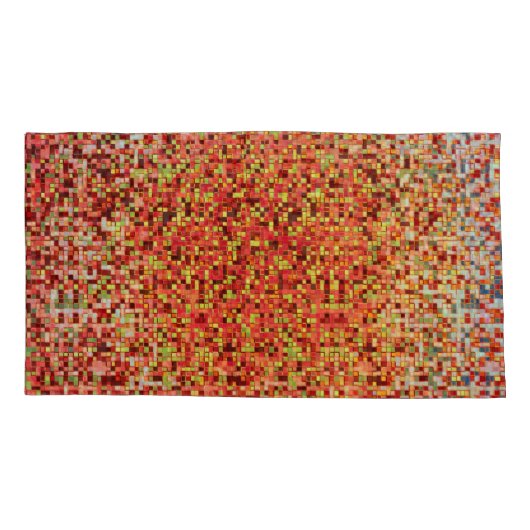 Korallensplitter und rosa in kleinen Quadraten ode Kissenbezug (Rückseite-Links)