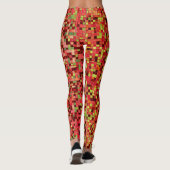 Korallensplitter und rosa in kleinen Quadraten ode Leggings (Rückseite)