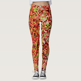 Korallensplitter und rosa in kleinen Quadraten ode Leggings