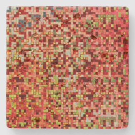 Korallensplitter und rosa in kleinen Quadraten ode Steinuntersetzer